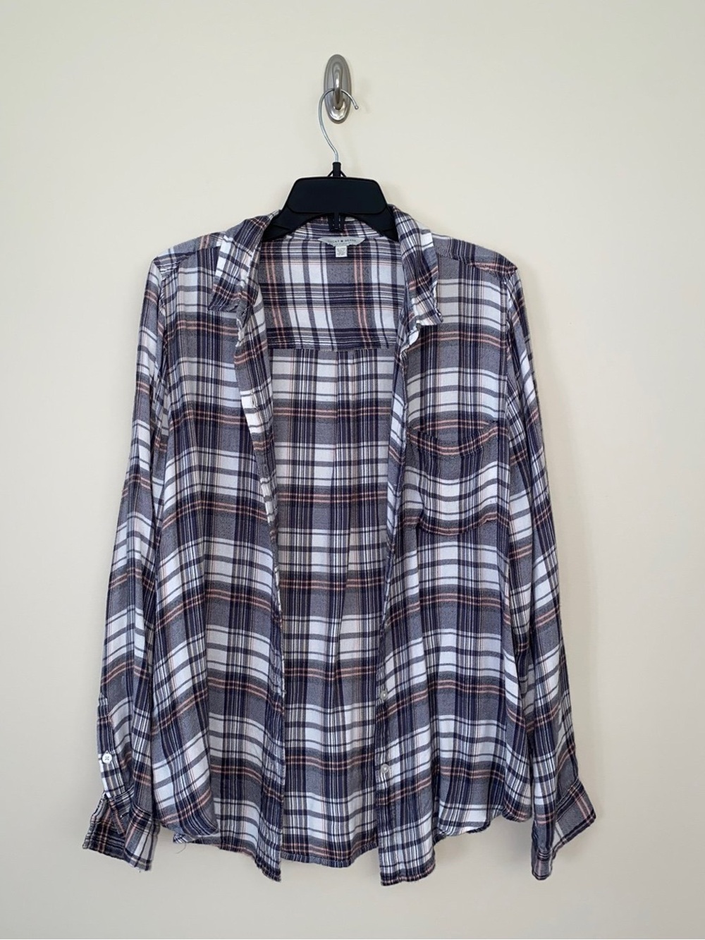 Lucky Brand Navy, White & Pink Plaid Button-Up Shirt